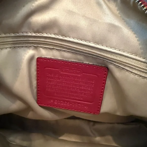 Vintage Coach 19314 Red Kristin Woven Leather Shoulder Bag Purse Hobo - Picture 9 of 13